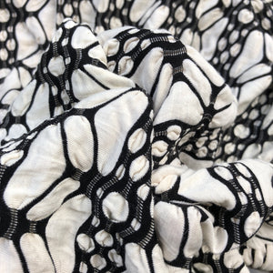 58" Rayon Spandex Lycra Stretch Ikat Black & White Geometric Striped Jacquard Knit Fabric By the Yard - APC Fabrics