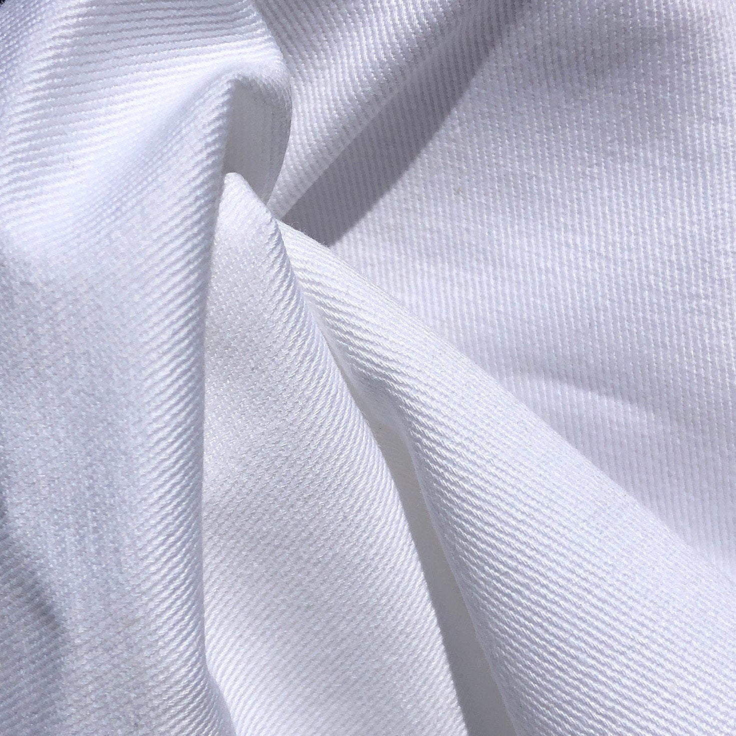 60 100% Pima Cotton Twill 8 OZ Tight Weave White Apparel Woven