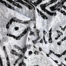 Load image into Gallery viewer, 58&quot; Cotton Burn Out Devore Cherokee Mudcloth from the African nation of Mali Print Black &amp; White Knit Fabric By the Yard | APC Fabrics