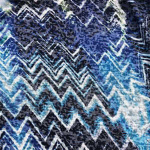 54" Devore Burn Out Cotton Geometric Design Blue Multicolor White Knit Fabric By the Yard | APC Fabrics