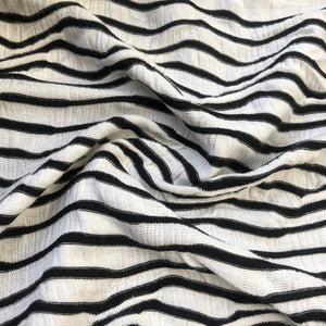 52" Rayon Spandex Lycra Stretch Black & White Ikat Chevron Diagonal Striped Jacquard Knit Fabric By the Yard - APC Fabrics