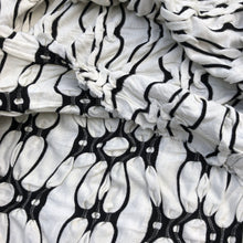 Load image into Gallery viewer, 58&quot; Rayon Spandex Lycra Stretch Ikat White &amp; Black Floral Flower Jacquard Knit Fabric By the Yard - APC Fabrics