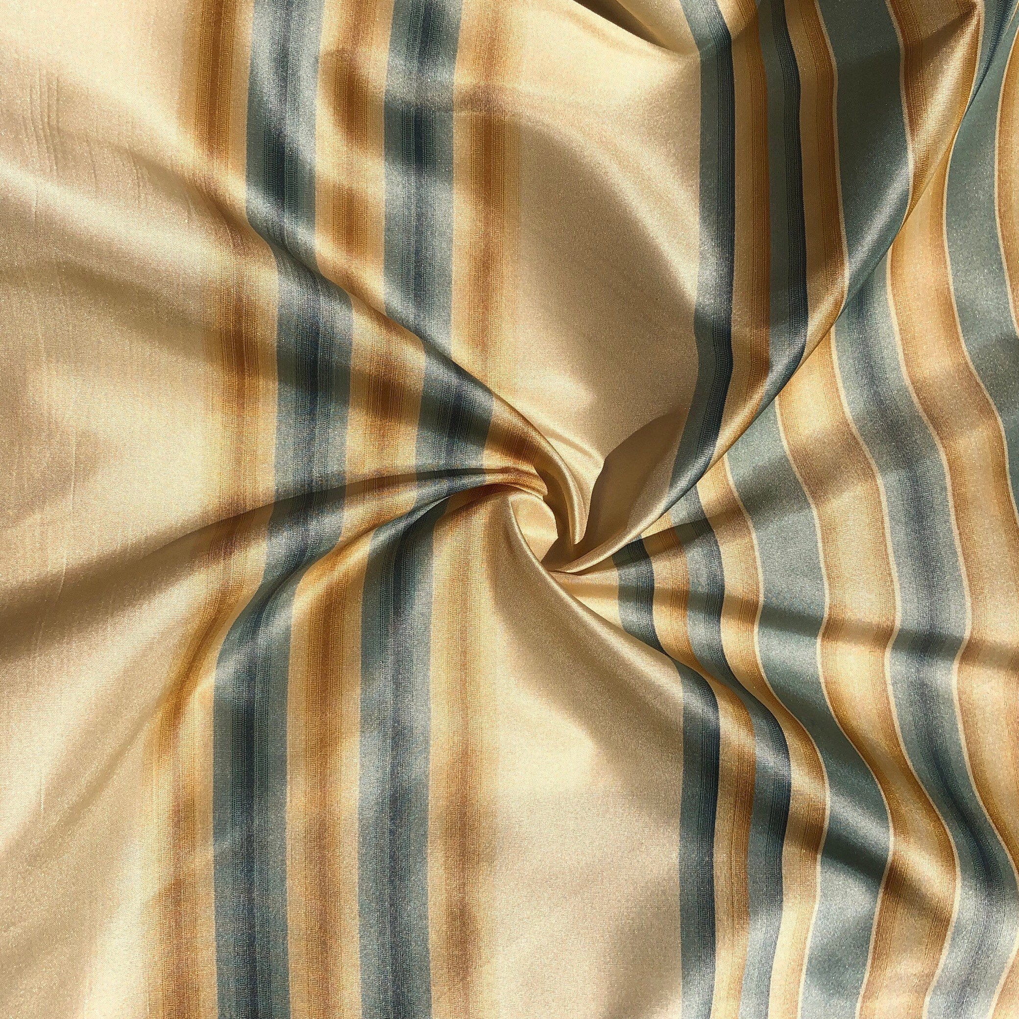 Buying 2 1/4 Yard Lot, Gold, Bronze & Yellow Striped Silk Taffeta, 56 Inches Wide