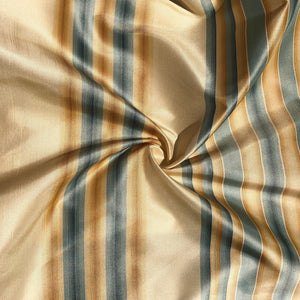 56" 100% Silk Gold Yellow Blue Striped 5 OZ Woven Fabric By the Half Yard | APC Fabrics