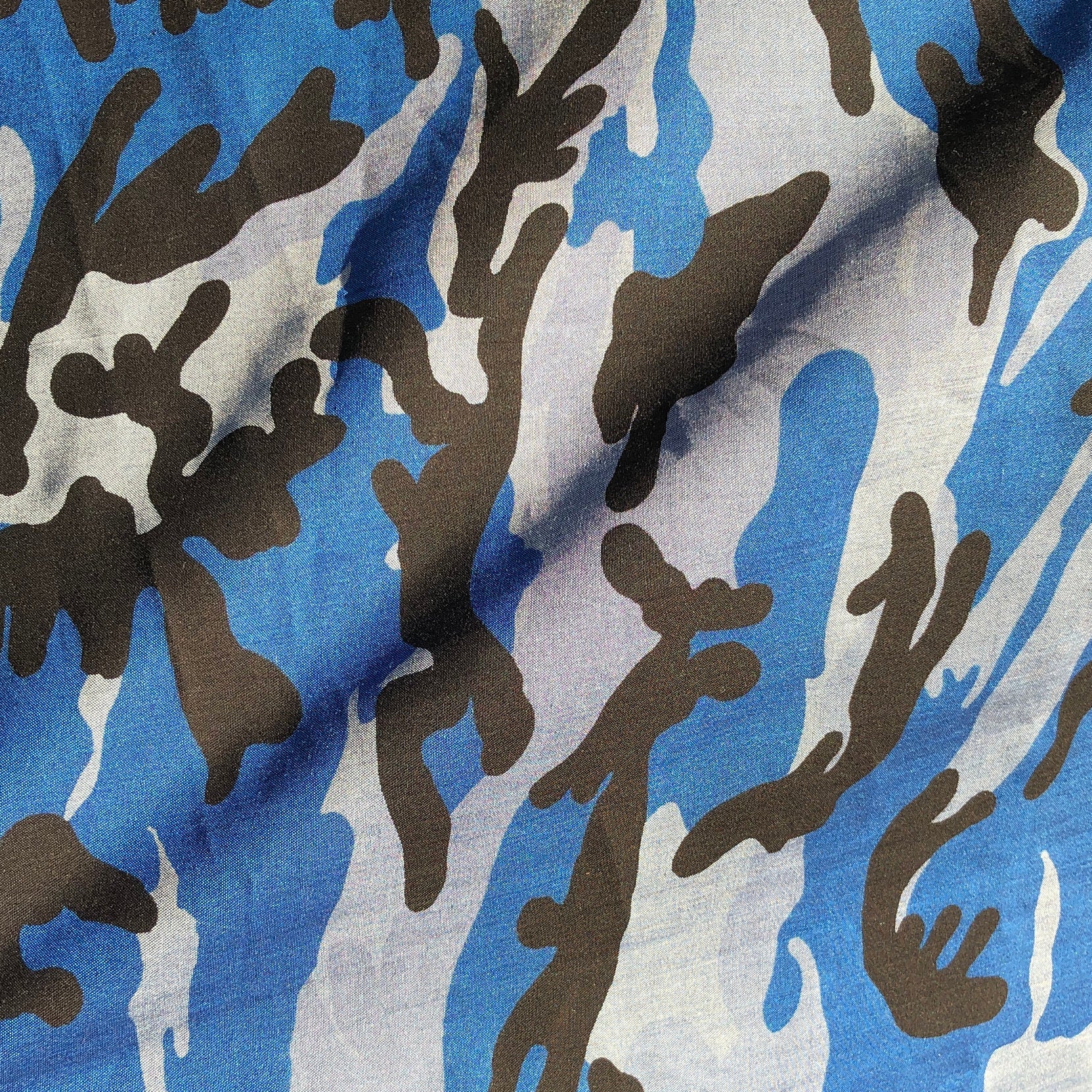 60 100% Lyocell Tencel Camouflage 6 OZ Chambray Blue Camo Print Apparel  and Face Mask Woven Fabric By the Yard