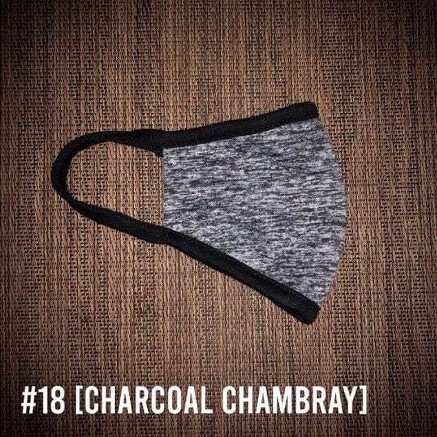 Charcoal Chambray Gray Space Dyed USA Made Face Mask & Face Wear Jersey Knit Spandex | APC Fabrics