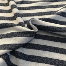 Load image into Gallery viewer, 70&quot; 100% Cotton Striped French Terry Cloth White with Blue Stripes Yarn Dyed Heavy Knit Fabric By the Yard | APC Fabrics