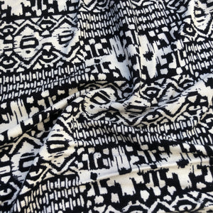 60" Modal Egyptian Print with Spandex & Stretch Ivory Cream Beige Black Jersey Knit Fabric By the Yard | APC Fabrics