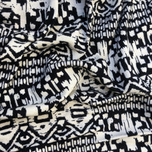 Load image into Gallery viewer, 60&quot; Modal Egyptian Print with Spandex &amp; Stretch Ivory Cream Beige Black Jersey Knit Fabric By the Yard | APC Fabrics