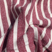 Load image into Gallery viewer, 58&quot; Cotton Rayon 11 Oz French Terry Cloth Yarn Dyed Burgundy Red &amp; White Striped Loop Terry Knit Fabric By the Yard | APC Fabrics