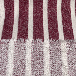 58" Cotton Rayon 11 Oz French Terry Cloth Yarn Dyed Burgundy Red & White Striped Loop Terry Knit Fabric By the Yard | APC Fabrics