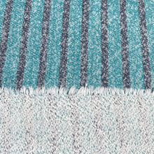 Load image into Gallery viewer, 58&quot; French Terry 100% Cotton 9 OZ Blue &amp; Black Striped Knit Fabric By the Yard | APC Fabrics