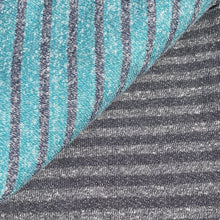 Load image into Gallery viewer, 58&quot; French Terry 100% Cotton 9 OZ Blue &amp; Black Striped Knit Fabric By the Yard | APC Fabrics