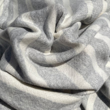 Load image into Gallery viewer, 58&quot; Cotton Rayon 11 Oz French Terry Cloth Yarn Dyed Heather Gray &amp; White Striped Loop Terry Knit Fabric By the Yard | APC Fabrics
