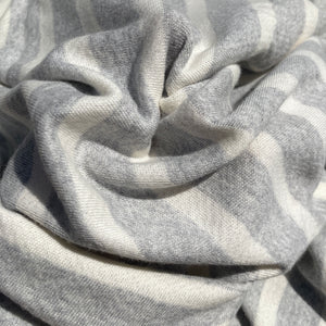 58" Cotton Rayon 11 Oz French Terry Cloth Yarn Dyed Heather Gray & White Striped Loop Terry Knit Fabric By the Yard | APC Fabrics