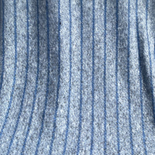 Load image into Gallery viewer, 100% Cotton Loop French Terry Heather Blue Striped Print 10 Oz Knit Fabric By the Yard | APC Fabrics