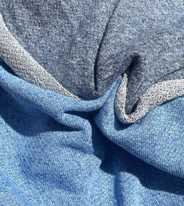 58&quot; Loop Terry Three End Fleece 8 OZ Cotton Baby Blue & Navy Blue Knit Fabric by the Yard | APC Fabrics