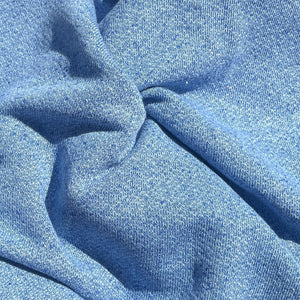 58&quot; Loop Terry Three End Fleece 8 OZ Cotton Baby Blue & Navy Blue Knit Fabric by the Yard | APC Fabrics