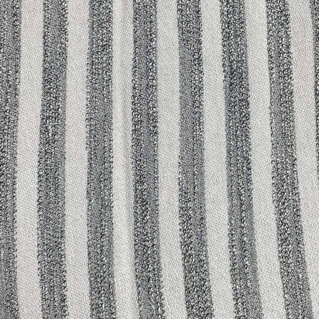 58" French Terry & Loop Terry 100% Cotton Yarn Dyed 10 OZ Gray and White Striped Knit Fabric By the Yard | APC Fabrics