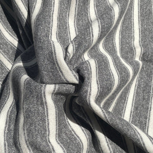 58&quot; French Terry 100% Cotton 10 OZ Gray and White Striped Knit Fabric By the Yard | APC Fabrics