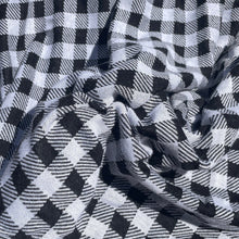 Load image into Gallery viewer, 58&quot; French Terry 100% Cotton 10 OZ Black White Flannel Gingham Checkered Knit Fabric By the Yard | APC Fabrics