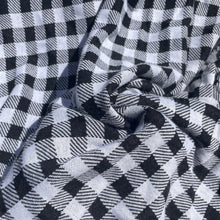 Load image into Gallery viewer, 58&quot; French Terry 100% Cotton 10 OZ Black White Flannel Gingham Checkered Knit Fabric By the Yard | APC Fabrics