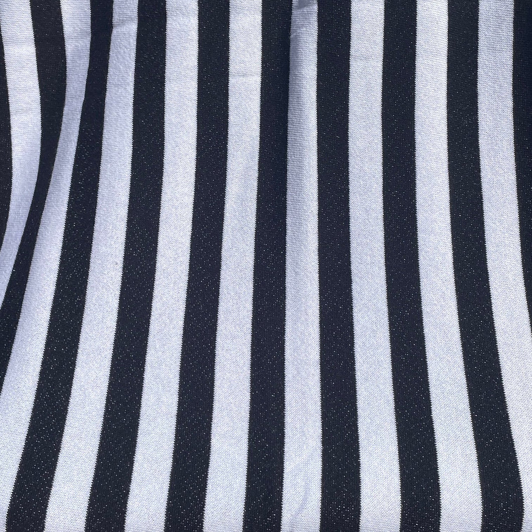 58 French Terry 100% Cotton 9 OZ Black and White Striped Knit Fabric By the