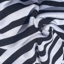 Load image into Gallery viewer, 58&quot; French Terry 100% Cotton 9 OZ Black and White Striped Knit Fabric By the Yard | APC Fabrics