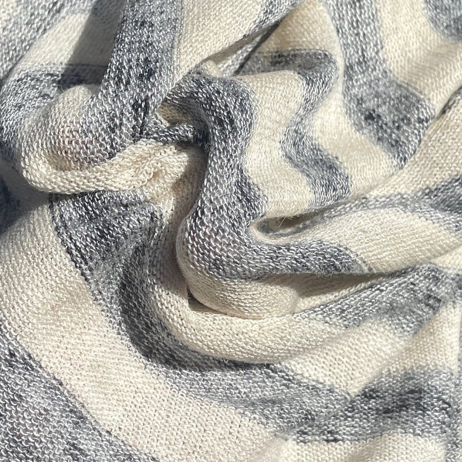 58" Rayon Hachi Striped 6 OZ Khaki Ivory & Gray Knit Fabric By the Yard | APC Fabrics