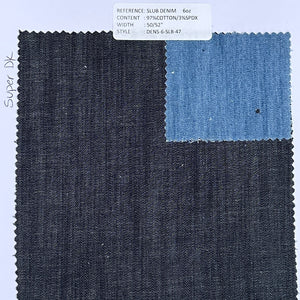 50” Cotton Spandex Slub Denim 6 OZ Woven Fabric for Wholesale Only