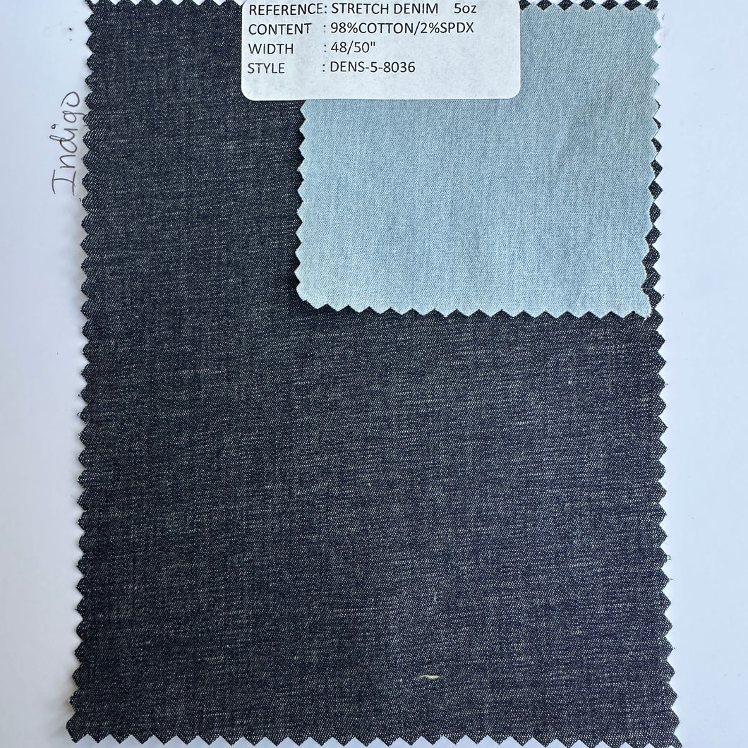 48” Denim Cotton Spandex Stretch 5 OZ Woven Fabric for Wholesale Only