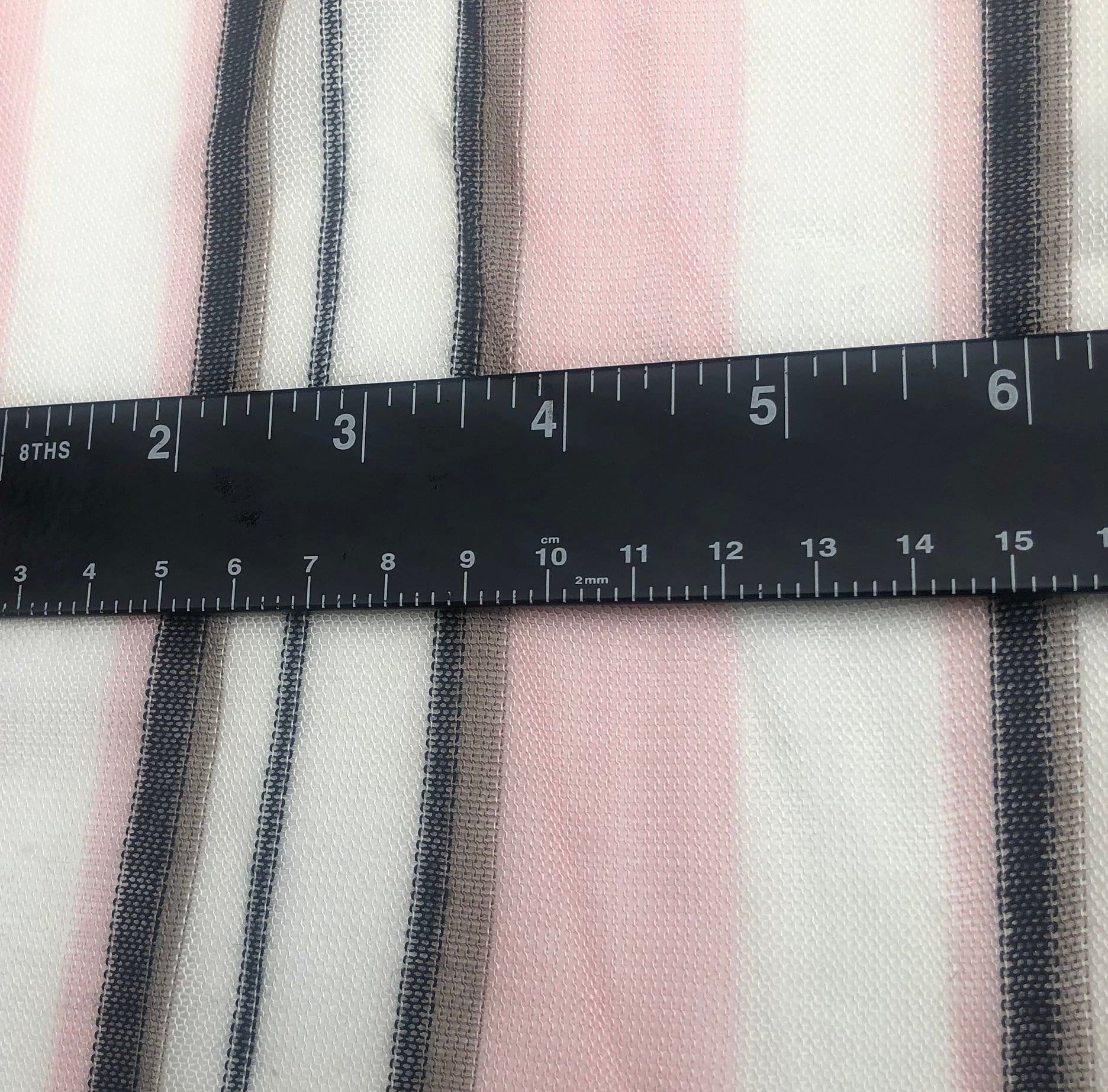 60" Pink Black & White Striped Low Gauge 100% Poly Knit Fabric By the Yard - APC Fabrics