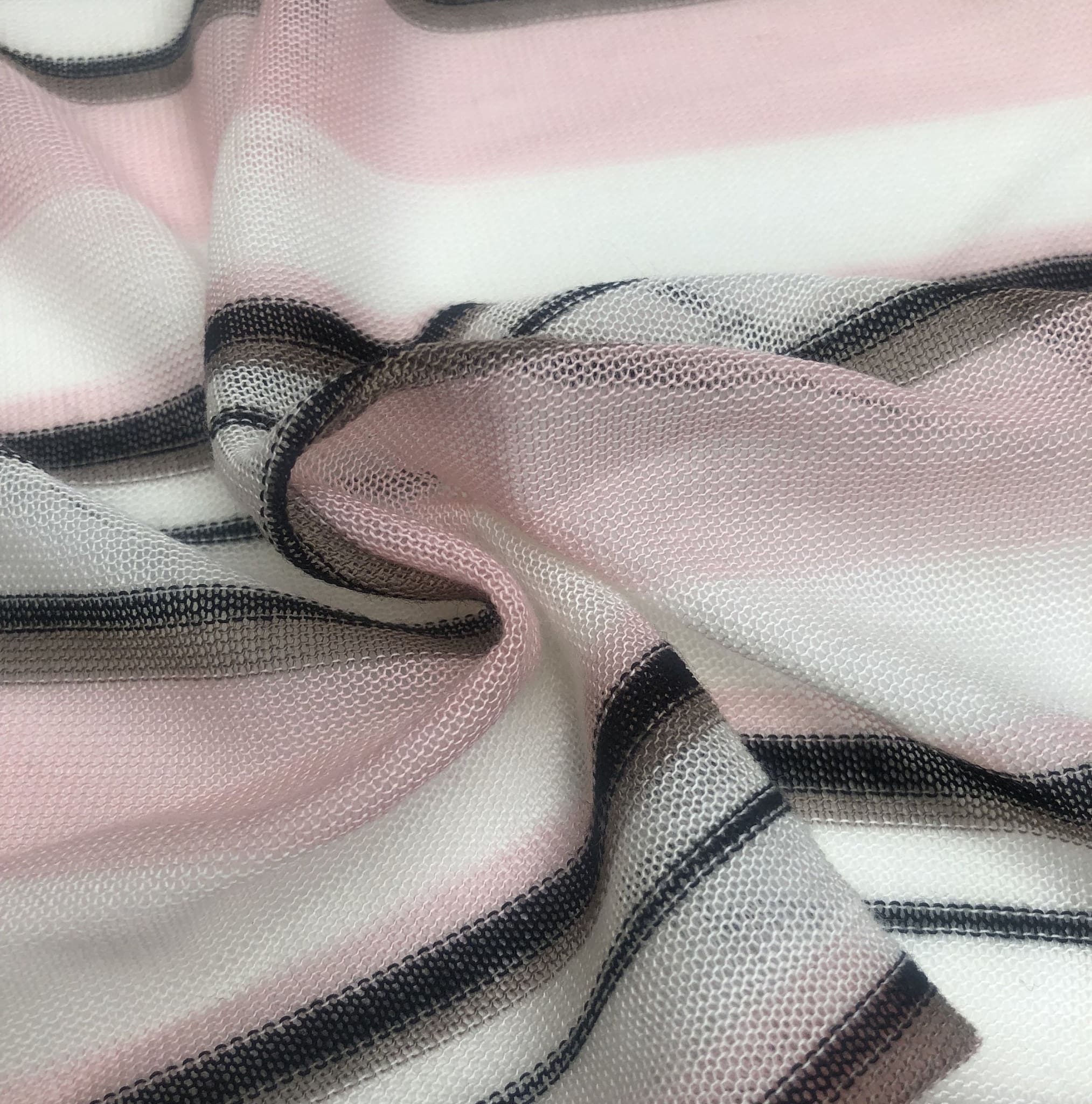 60" Pink Black & White Striped Low Gauge 100% Poly Knit Fabric By the Yard - APC Fabrics