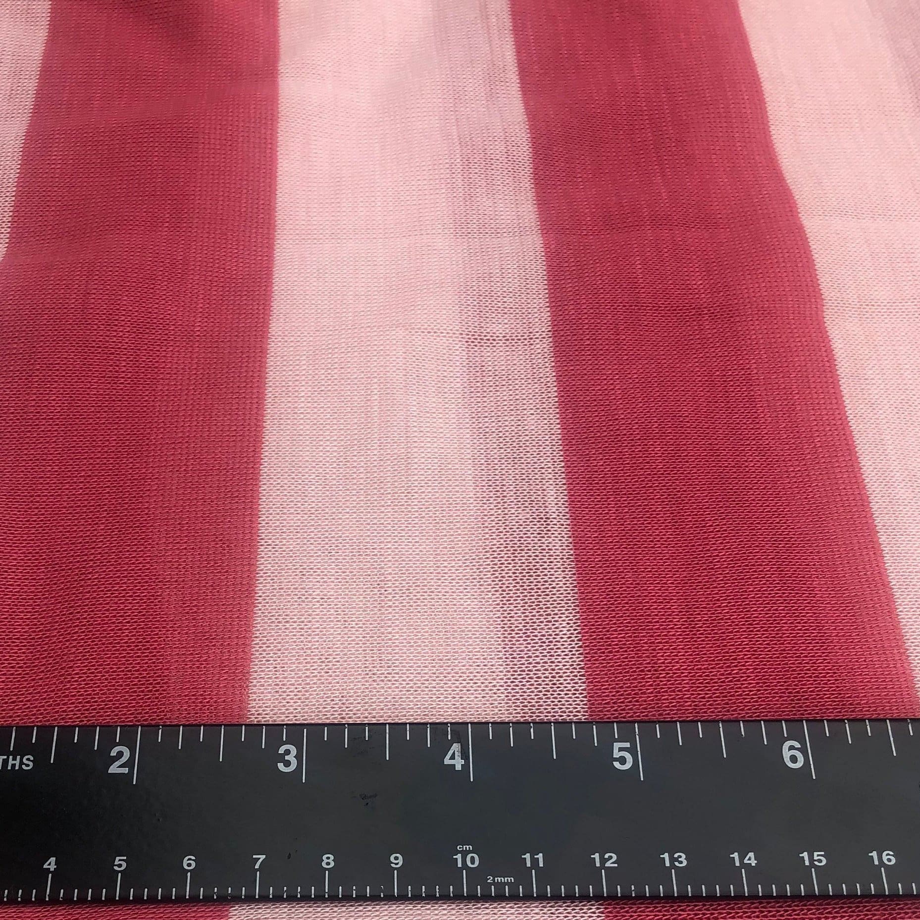 60" Pink Striped Low Gauge 100% Polyester Yarn Dyed Knit Fabric By the Yard - APC Fabrics