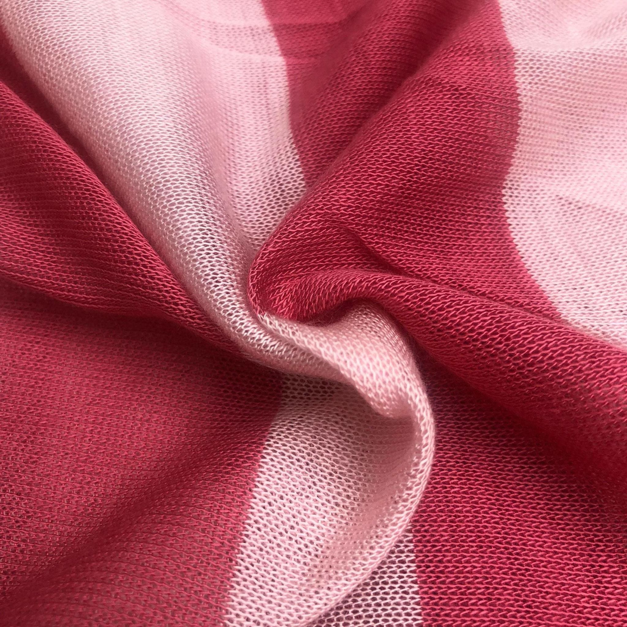 60" Pink Striped Low Gauge 100% Polyester Yarn Dyed Knit Fabric By the Yard - APC Fabrics
