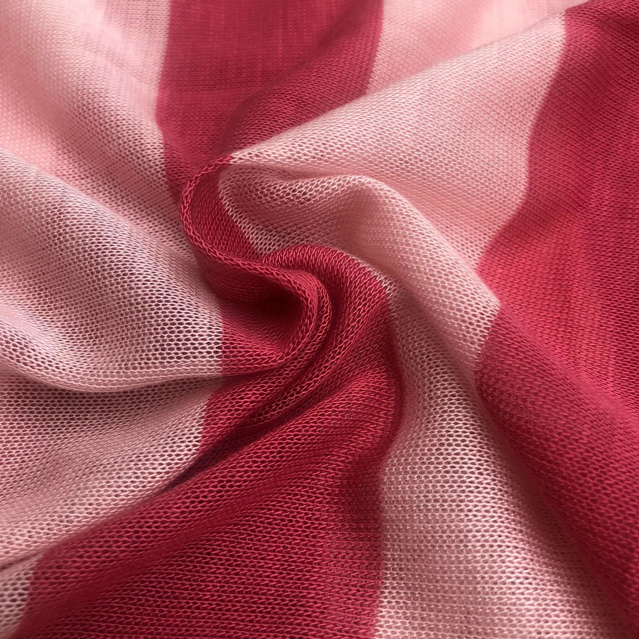 60" Pink Striped Low Gauge 100% Polyester Yarn Dyed Knit Fabric By the Yard - APC Fabrics