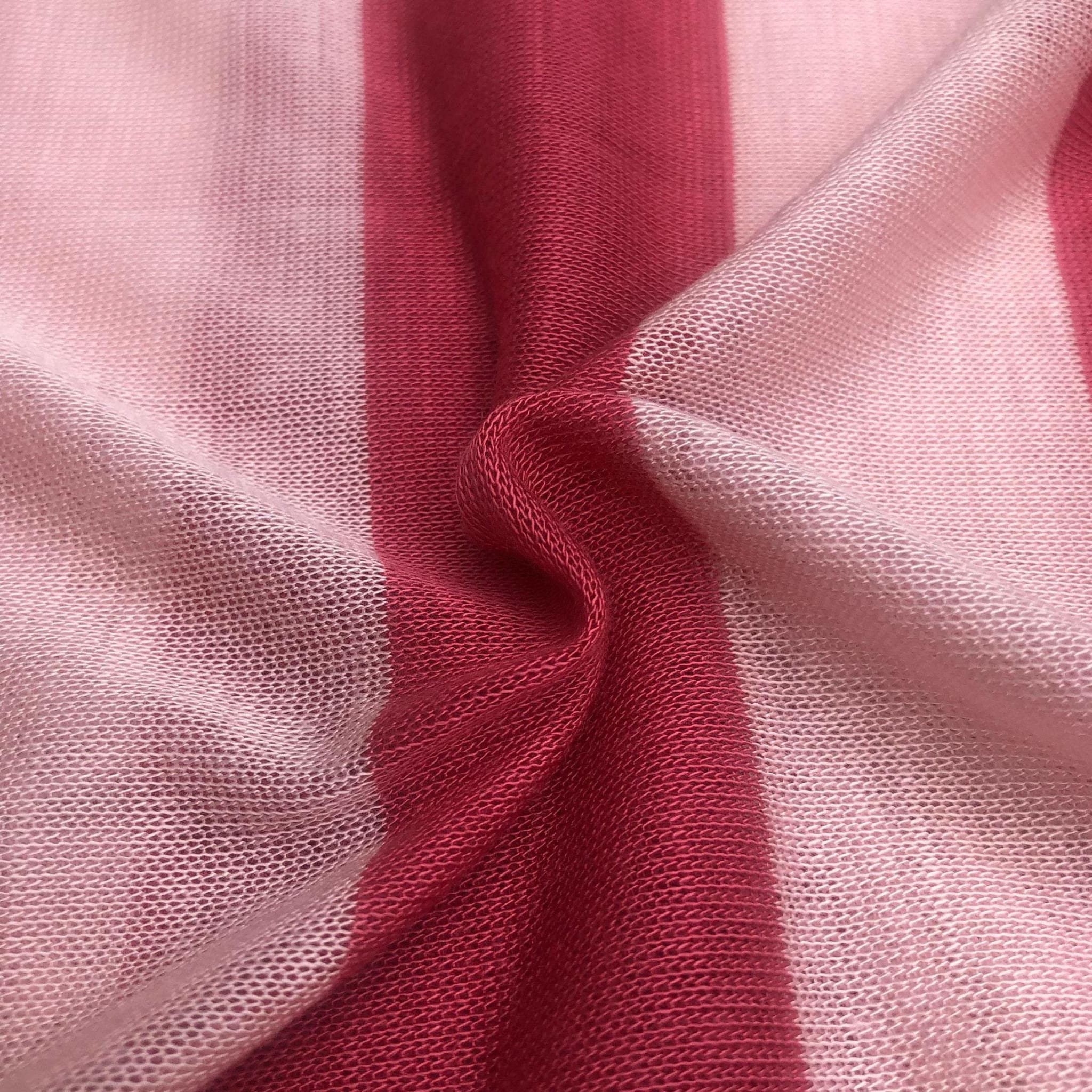 60" Pink Striped Low Gauge 100% Polyester Yarn Dyed Knit Fabric By the Yard - APC Fabrics