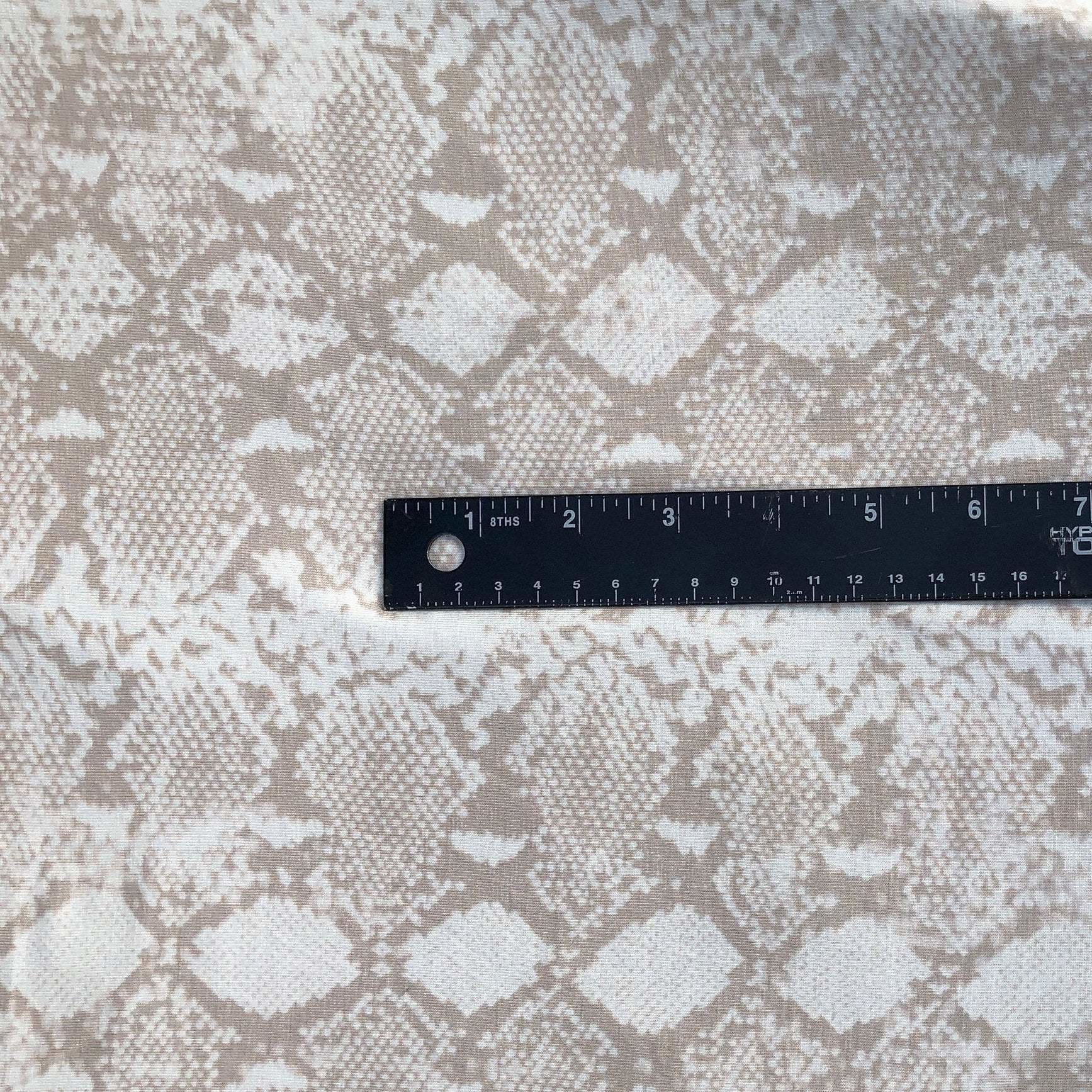 60 Snake Skin Print Rayon Spandex Stretch Ivory Cream Knit Fabric By the Yard - Fabric