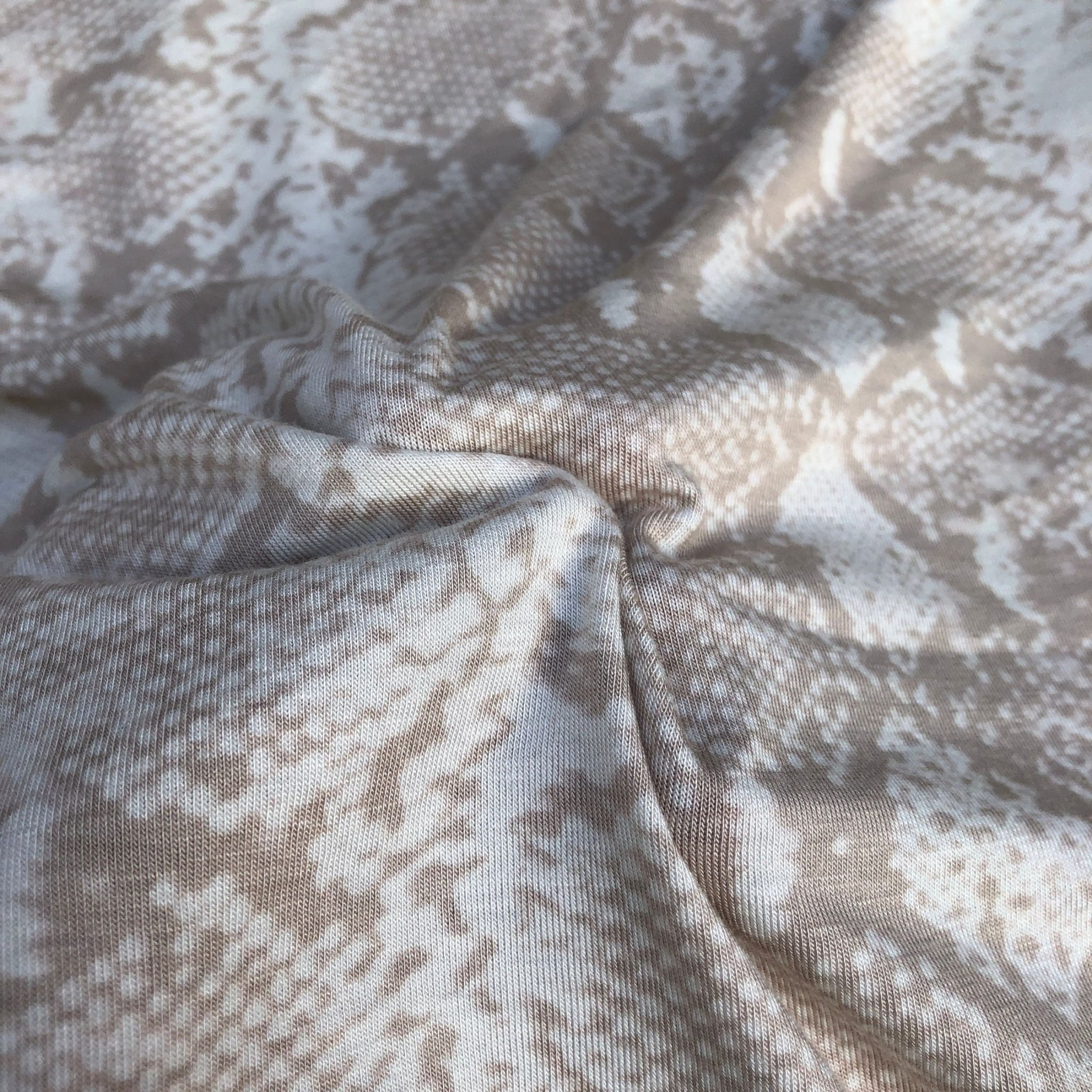 60 Snake Skin Print Rayon Spandex Stretch Ivory Cream Knit Fabric By the Yard - Fabric